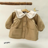 پالتو کتان دخترانه آستر خز پاییزه و زمستانه سایز 1 تا 7 سال
