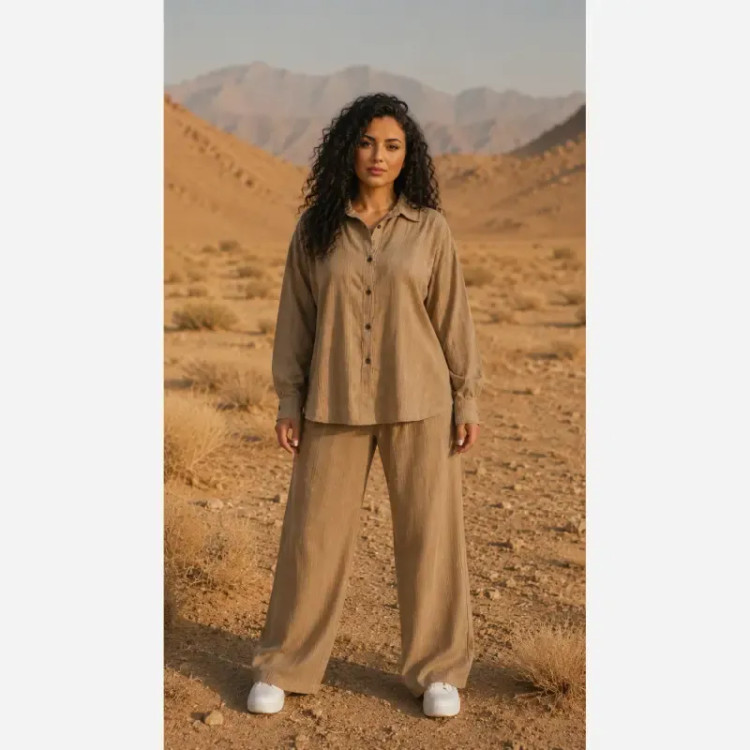 ست شومیز و شلوار زنانه جنس کوک دوزی