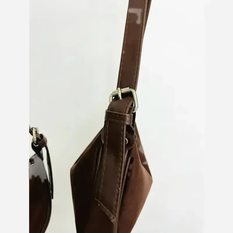 کیف دستی و دوشی زنانه جیر شکلاتی مدل لکو پاییزه