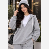 هودی و کراپ پاییزه آریو آلس جنس گلکسی اعلا رنگ طوسی فری سایز