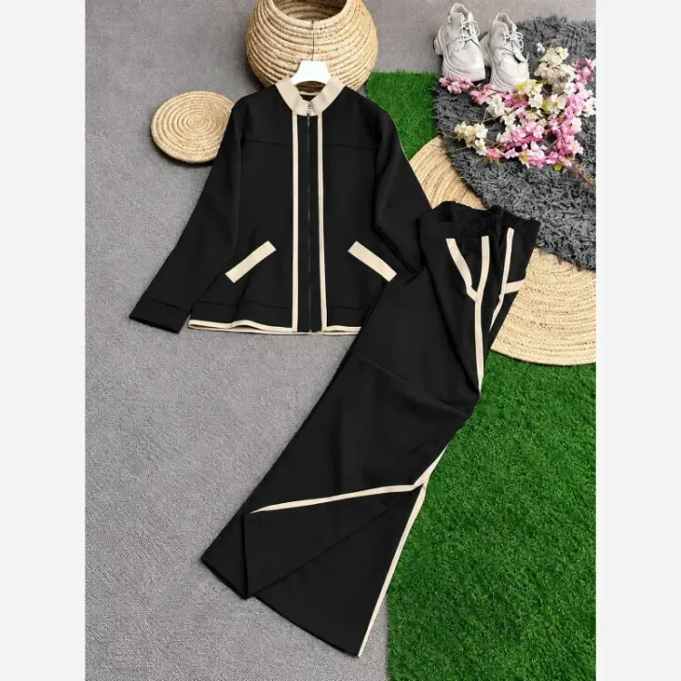 ست سویشرت و شلوار زنانه جنس سوپر مازراتی رنگ مشکی قهوه ای سرمه ای سایز فری 38 تا 46