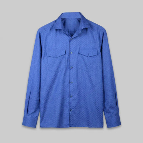 پیراهن مردانه آستین بلند چهارخانه تترون و ویسکوز دوجیب رگولار فیت