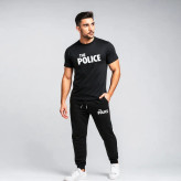 ست تیشرت و شلوار مردانه نخ طرح police آستین کوتاه دو تکه