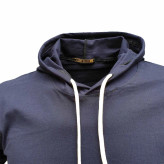 تیشرت کلاه دار مردانه سرمه ای جنس نخ آستین کوتاه طرح ساده