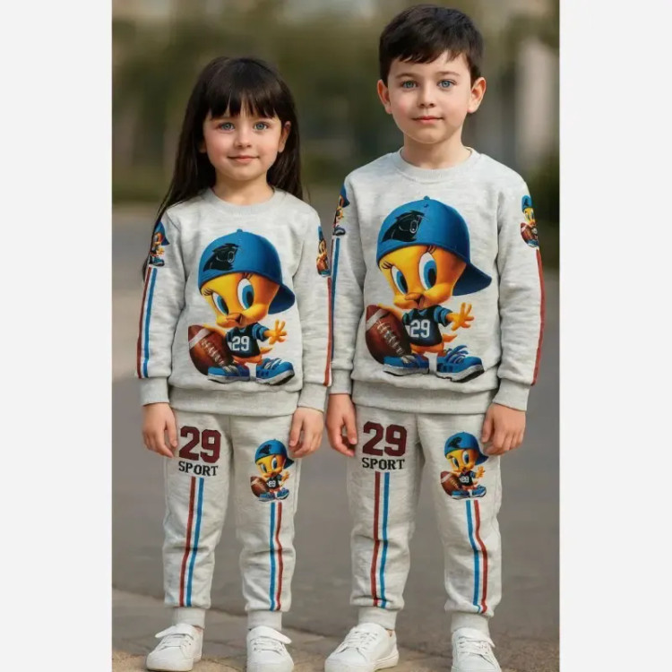 بلوز و شلوار بچگانه طرح تویتی جنس ملانژ سایز 40 و 45