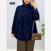 شومیز مخمل کبریتی دکمه دوبل فری سایز مناسب سایز بزرگ