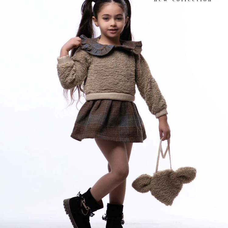 سارافون گرم تدی پشمی دخترانه پاییزه