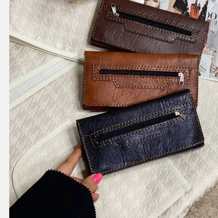 کیف پول و موبایل چرم سه لت مدل عطارد دست دوز چرم خارجی