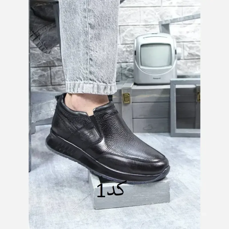 کفش مردانه تمام چرم طبیعی گاوی ترک مشکی عسلی